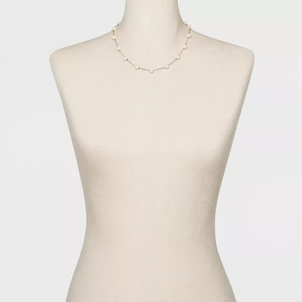 Collar corto de cadena con perlas de imitación - A New Day™ Plata