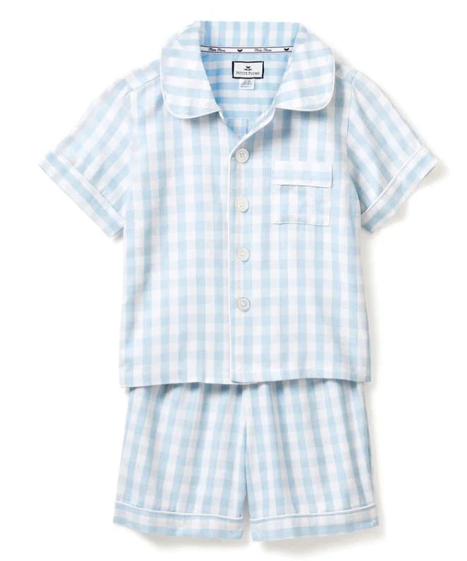 Conjunto de pijama corto de cuadros vichy azul claro Petite Plume