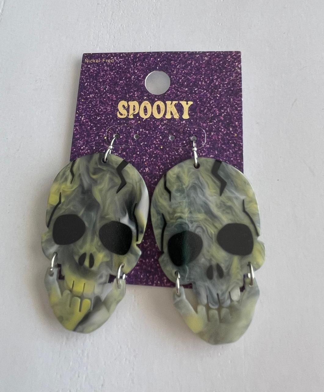 Aretes colgantes de calavera de esqueleto del Día de los Muertos para mujer