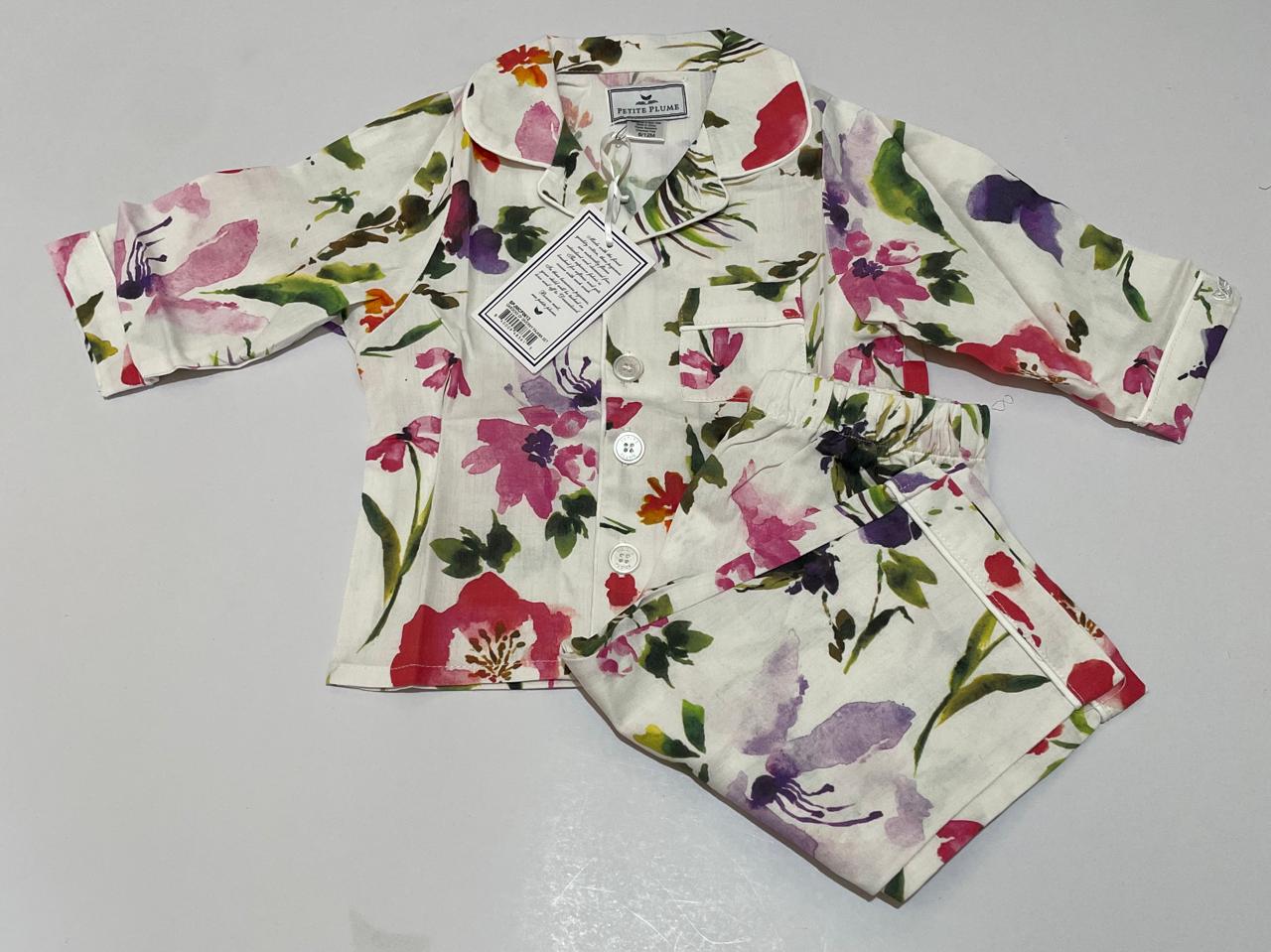 Conjunto de pijama de sarga para niños con estampado en flores Petite Plume