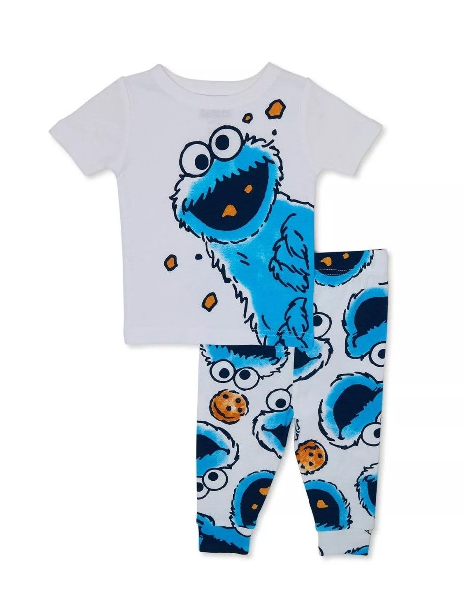 Juego de pijama Sesame Street Cookie Monster ajuste ceñido bebé niño pequeño talla 12 meses
