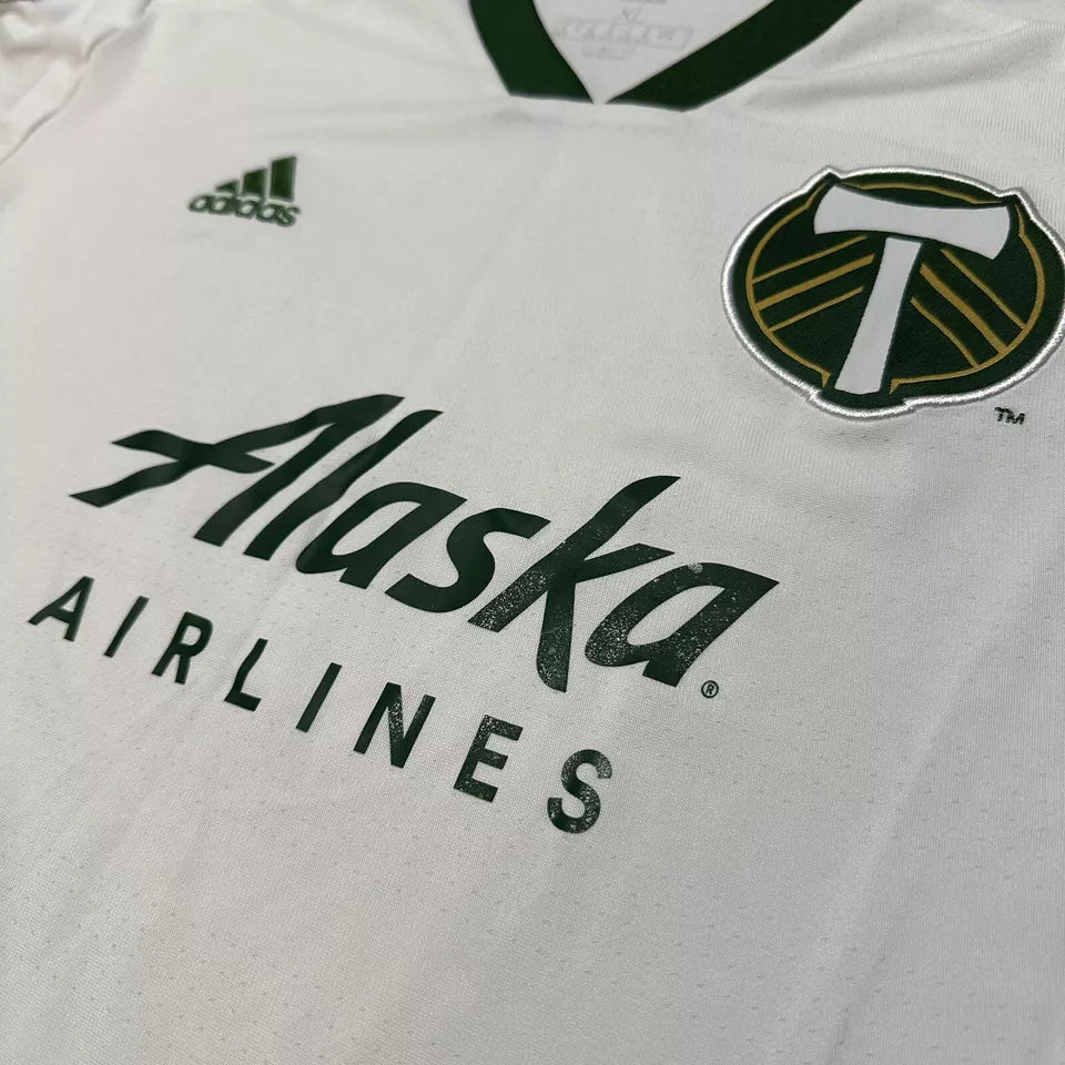 Camiseta Adidas MLS Portland Timbers Fútbol Alaska Airlines Blanca Verde