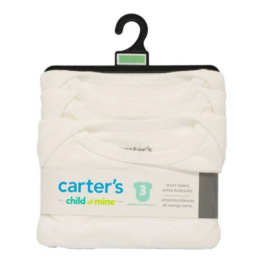 Set de Pañaleros Child of Mine Carter's Unisex Unisex con Cuello Redondo con Broches en la entre Pierna Manga Corta Blanco