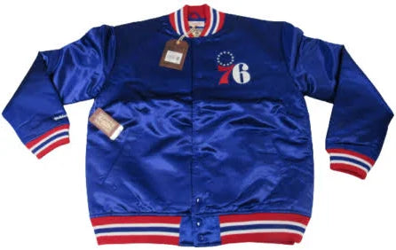 Nueva Chaqueta Mitchell & Ness Con Botones Satinados Philadelphia  76ers