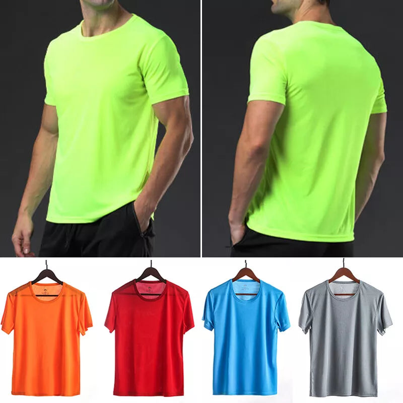 Camiseta Transpirable Monocromática Para Hombre Cool Seco Deporte Running