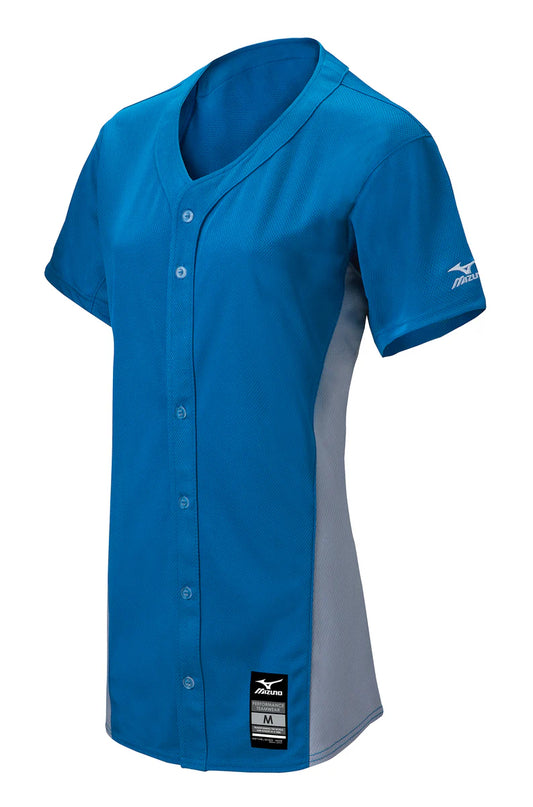 Camiseta de juego con botones completos Pro de Mizuno para niñas