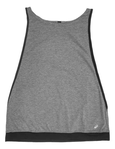 Playera Sin Mangas Asics Muscle Tank Gris Gym Correr Dama