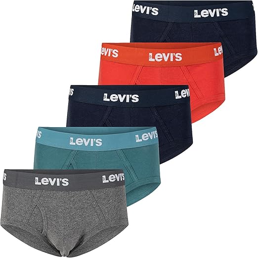 Levi's Paquete de 5 calzoncillos tipo bikini para hombre, 100% algodón, Color múltiple