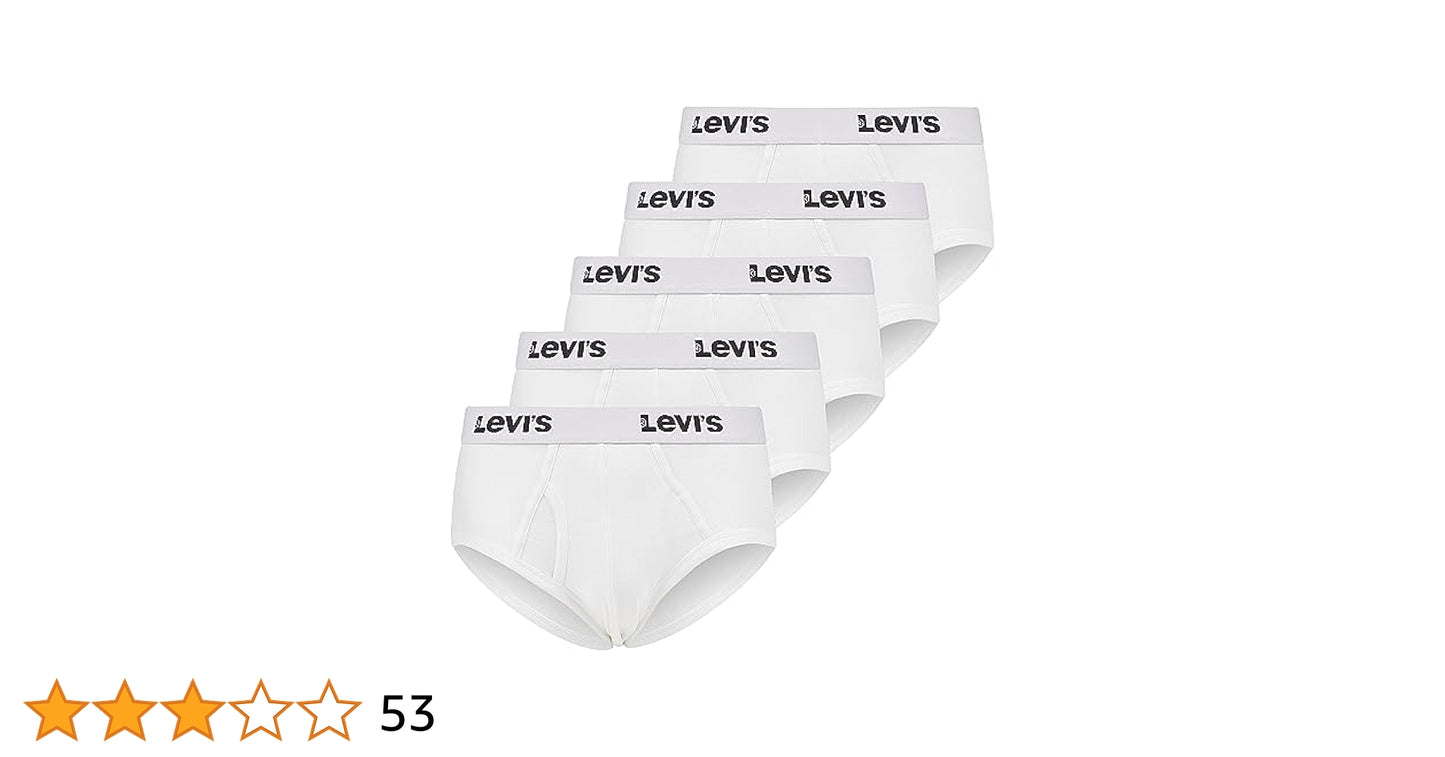 Levi's Paquete de 5 calzoncillos tipo bikini para hombre, 100% algodón