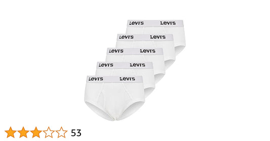 Levi's Paquete de 5 calzoncillos tipo bikini para hombre, 100% algodón