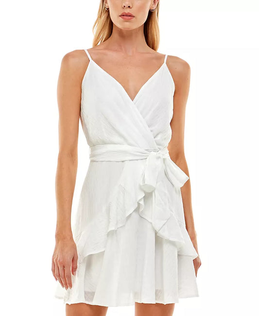 Trixxi Vestido ajustado y acampanado con volantes estampado para jóvenes