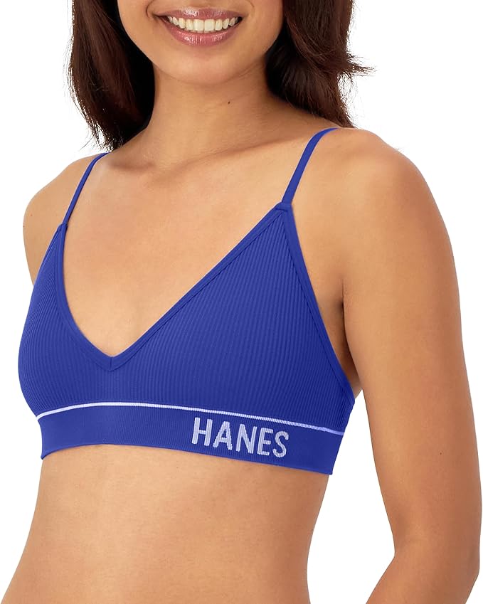 Hanes Originals - Bralette Acanalado sin Costuras, Brasier Triangular, Ajuste ComfortFlex Sujetador para Mujer