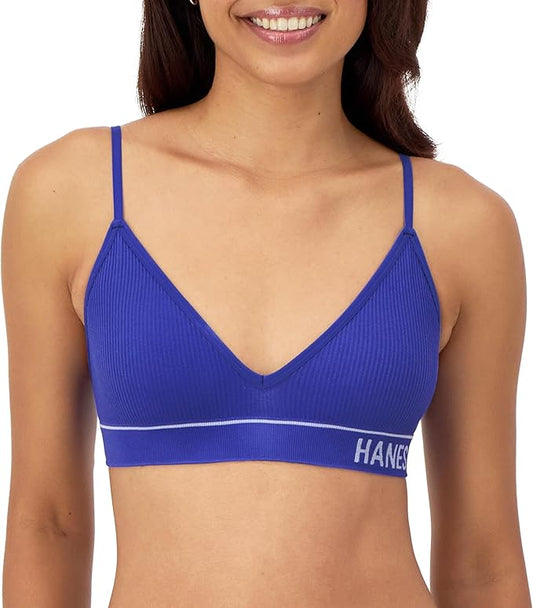 Hanes Originals - Bralette Acanalado sin Costuras, Brasier Triangular, Ajuste ComfortFlex Sujetador para Mujer