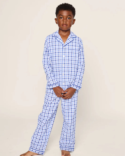 Conjunto de pijama infantil de sarga a cuadros azul  Petite Plume