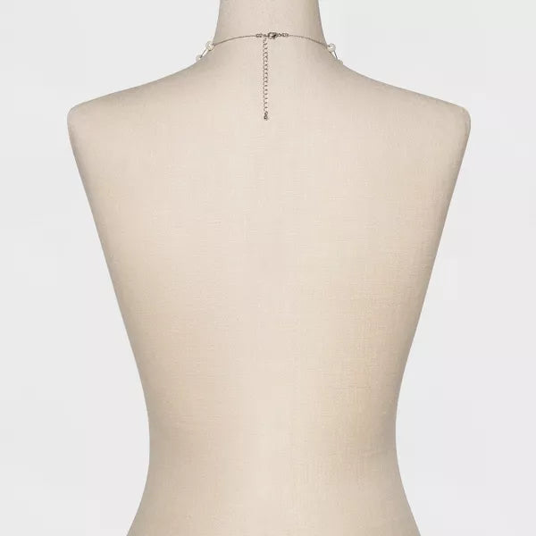 Collar corto de cadena con perlas de imitación - A New Day™ Plata