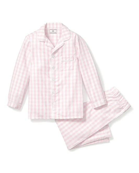 Conjunto de pijama infantil de sarga a cuadros rosas Petite Plume
