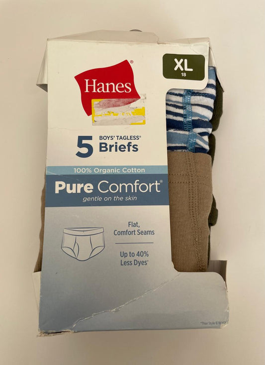 Hanes Ultimate niños, paquete de 5 calzoncillos de algodón orgánico, XL, (16-18), cintura 29-31