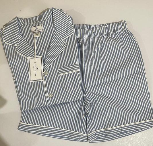 Conjunto de pijama de sirsaca azul francés para niños 100% algodón Petite Plume