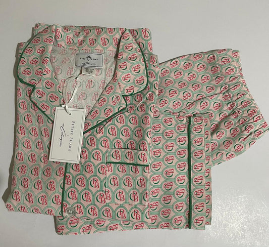 Conjunto de pijama infantil de sarga en diseños en rosas Petite Plume