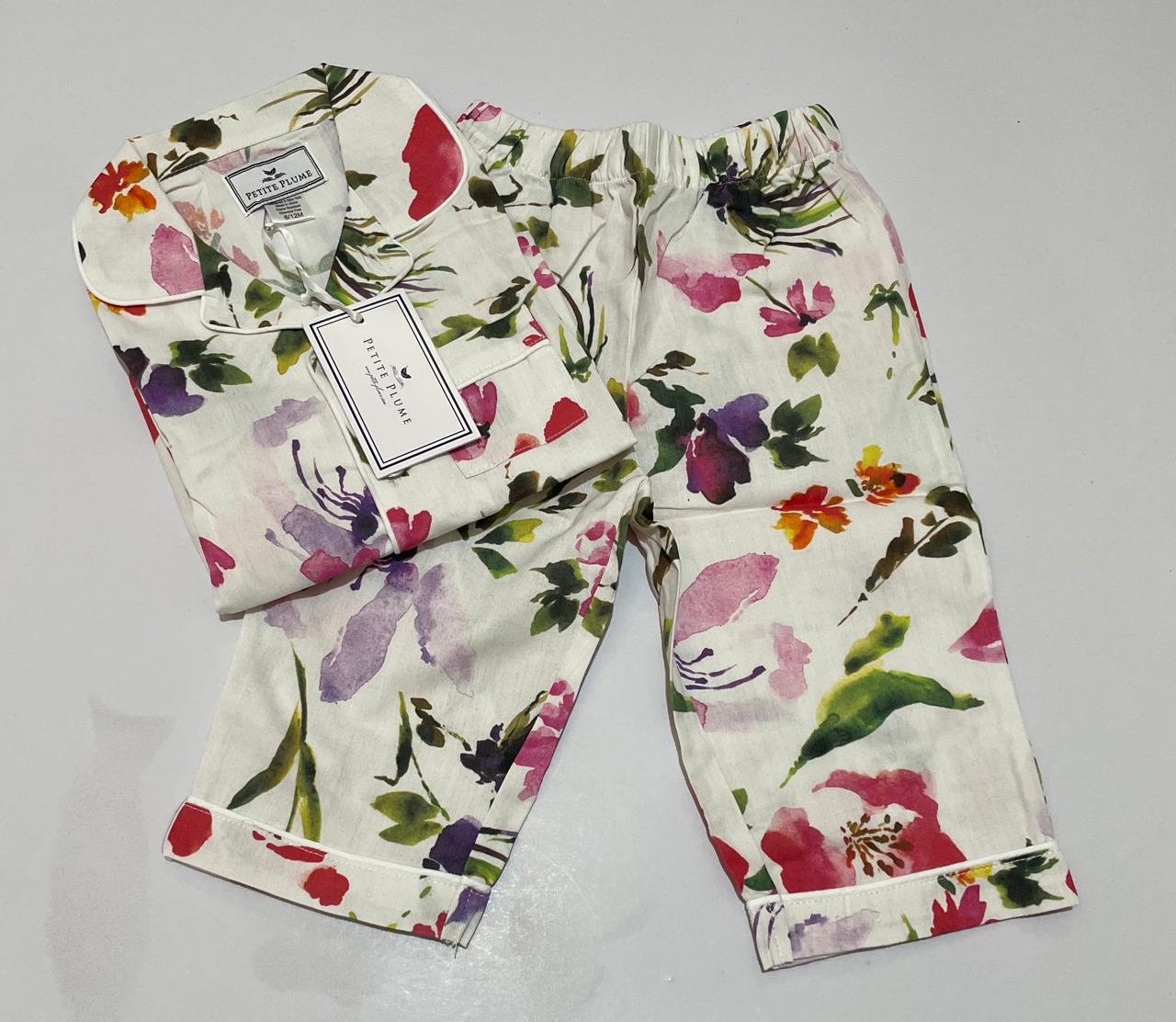 Conjunto de pijama de sarga para niños con estampado en flores Petite Plume