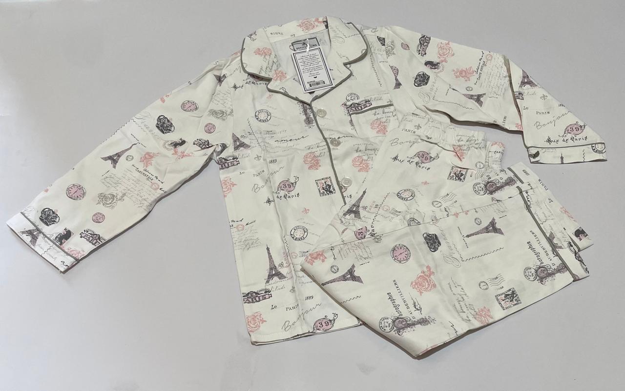 Conjunto de pijama infantil de sarga, color rosa Petite Plume