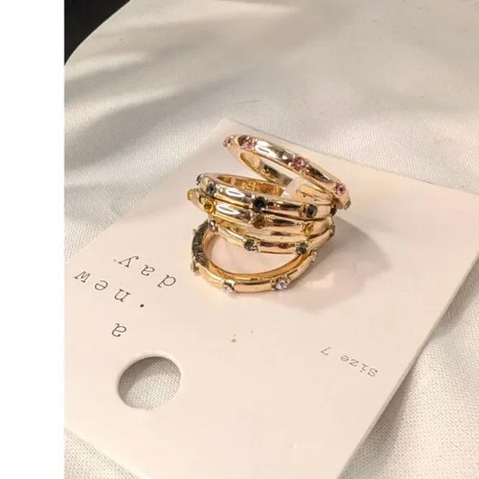 Anillos  Talla 7 - Anillos Multi "Gema" en Tono Dorado Nuevo Testamento