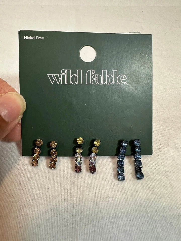 Juego de pendientes colgantes Wild fable para mujer color piedra cadena trío 3pk-